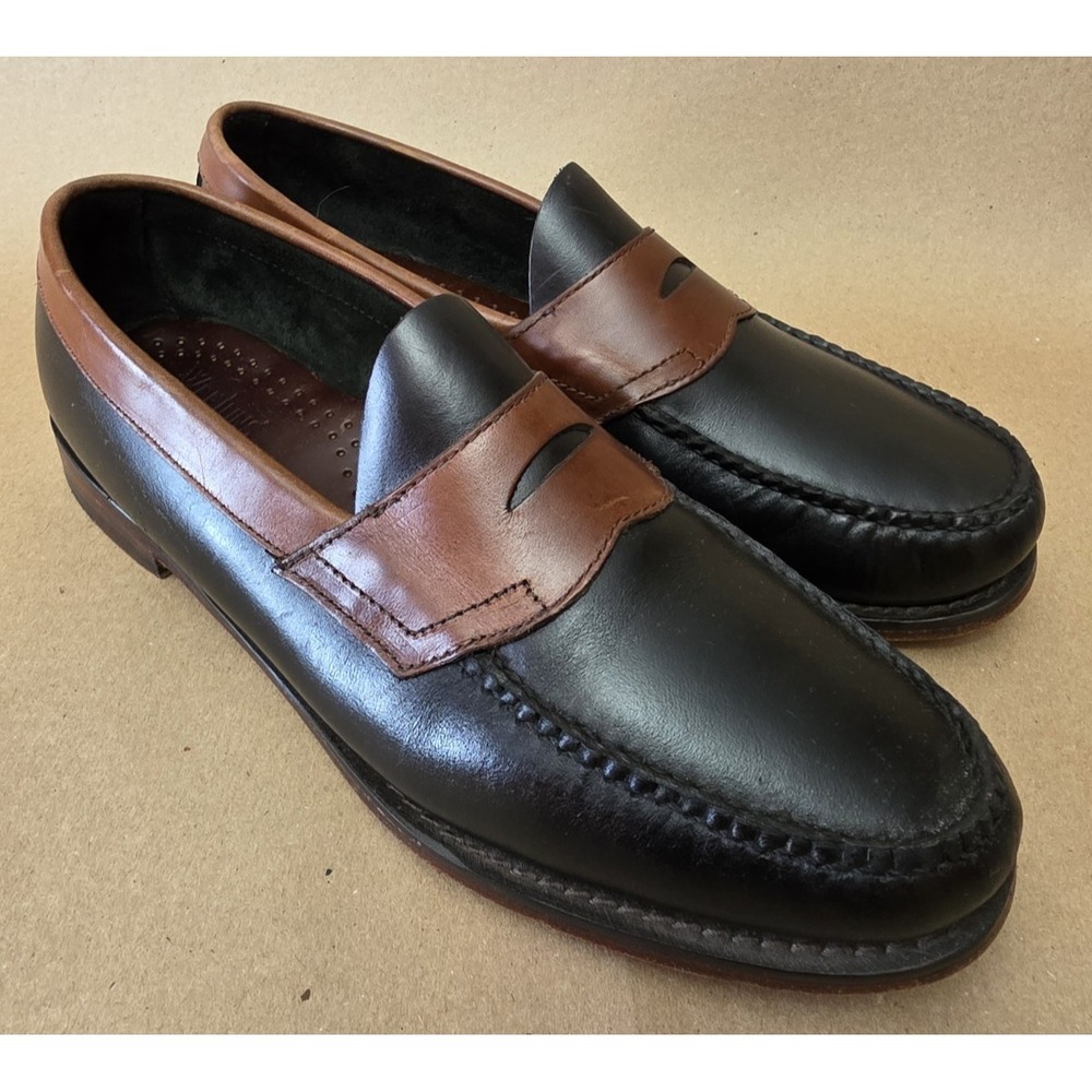 G.H. Bass Weejuns Sz 9.5 D Carl Slip-On Leather Belk 125 Dress Shoes Black Brown